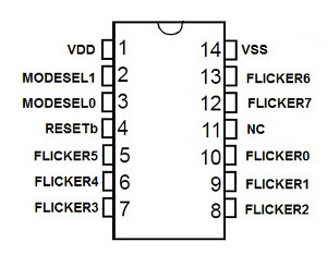 Pinout for multiple flickering flames LED circuit