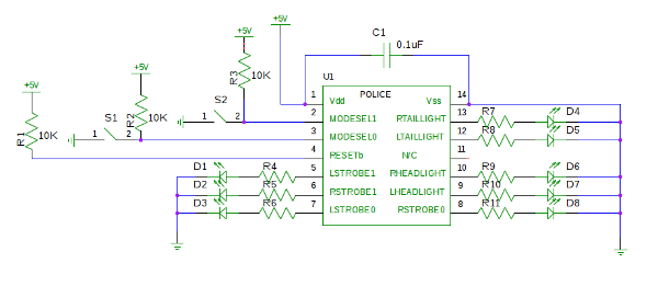 LED police lights example circuit