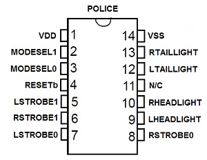 Pinout for police or emergency vehicle LED circuit