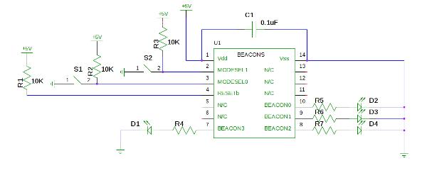 LED airport beacon lights example circuit