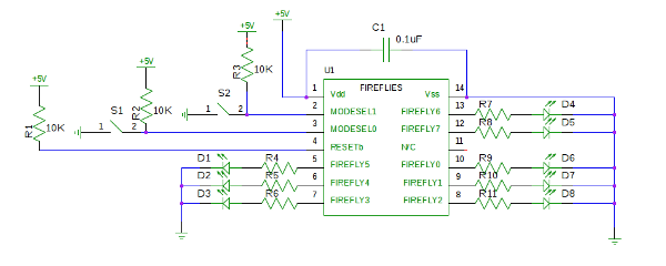 LED fireflies example circuit