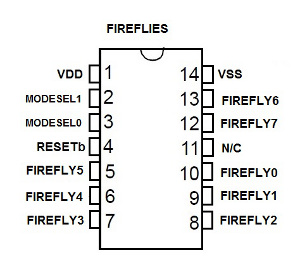 Pinout for multiple LED fireflies circuit
