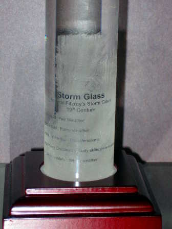 Admiral Fitzroy storm glass crystal formation 3 days before a snow storm
